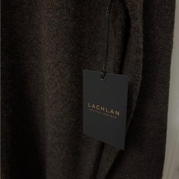 Lachlan lambs wool Men's Dark Brown Zip-Up Sweater - Picture 2 of 7